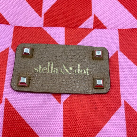 Stella & Dot Travel Bag FLAWS Chevron Stripes Jewelry Makeup Toiletries Pink - Picture 16 of 16